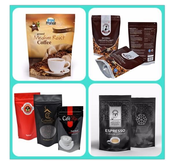 Customized Tin Tie Coffee Bean Bag / Aluminum Foil Side Gusset Quad Seal Packaging Coffee Bag with Valve