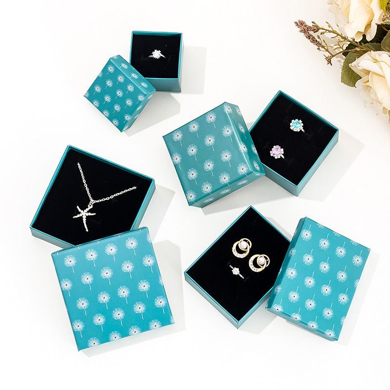 Custom Luxury Black Jewelry Packaging Paper Necklace Ring Earring Boxes Lid and Base Jewellery Set Case Cardboard Gift Box with Foam Insert