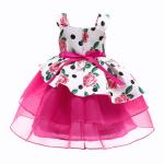 White Formal Dress Girls Kinder Kleider Rose Print Vestidos De Fiesta Sukienki