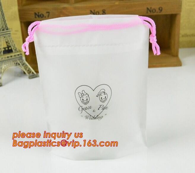Biodegradable Christmas deco drawstring candy storage bag, oxford red christmas stocking candy bag packing bagplastics