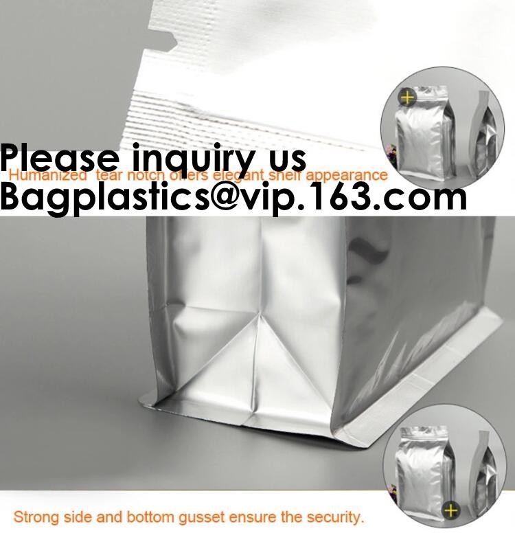 Aluminum Foil Stand Up Packaging Bags Mylar Airtight Zipper Pouches Smell Proof Coffee K Tear Notch Pack Food Grad