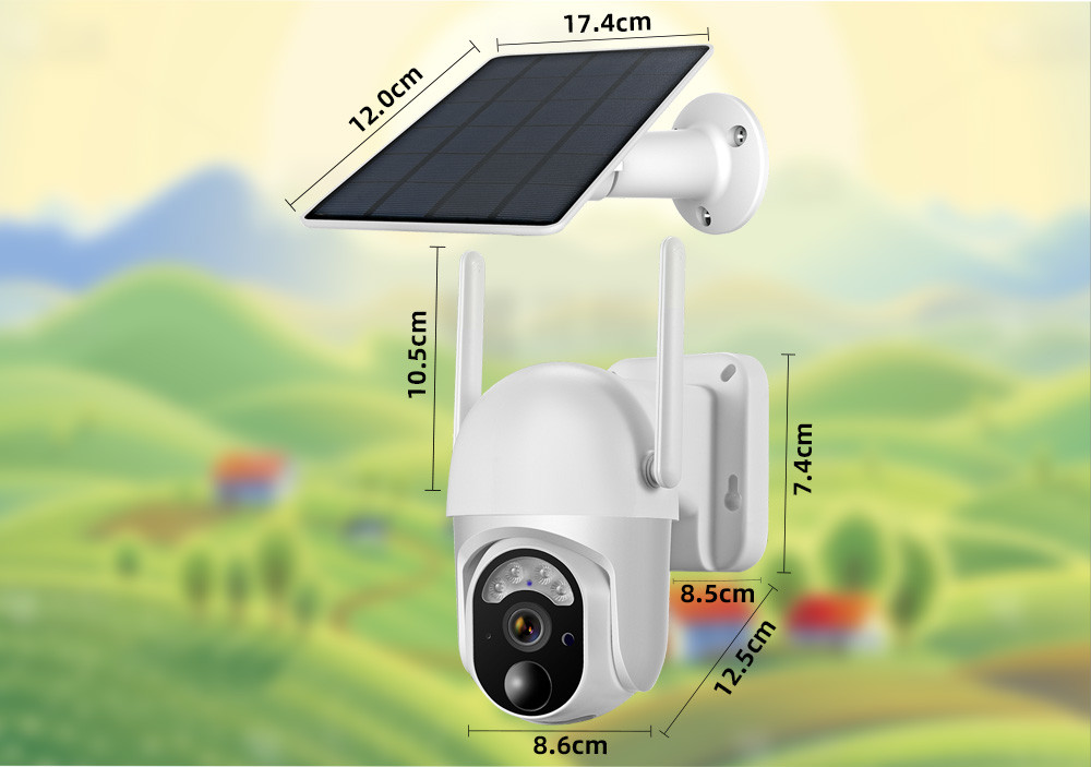 3MP Wireless Solar Security Cameras 4X Digital Zoom Smart PIR Detection Solar IP Camera