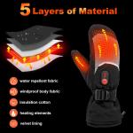 Winter Warming Skiing Rechargeable Heated Gloves Mittens Black Adult Waterproof