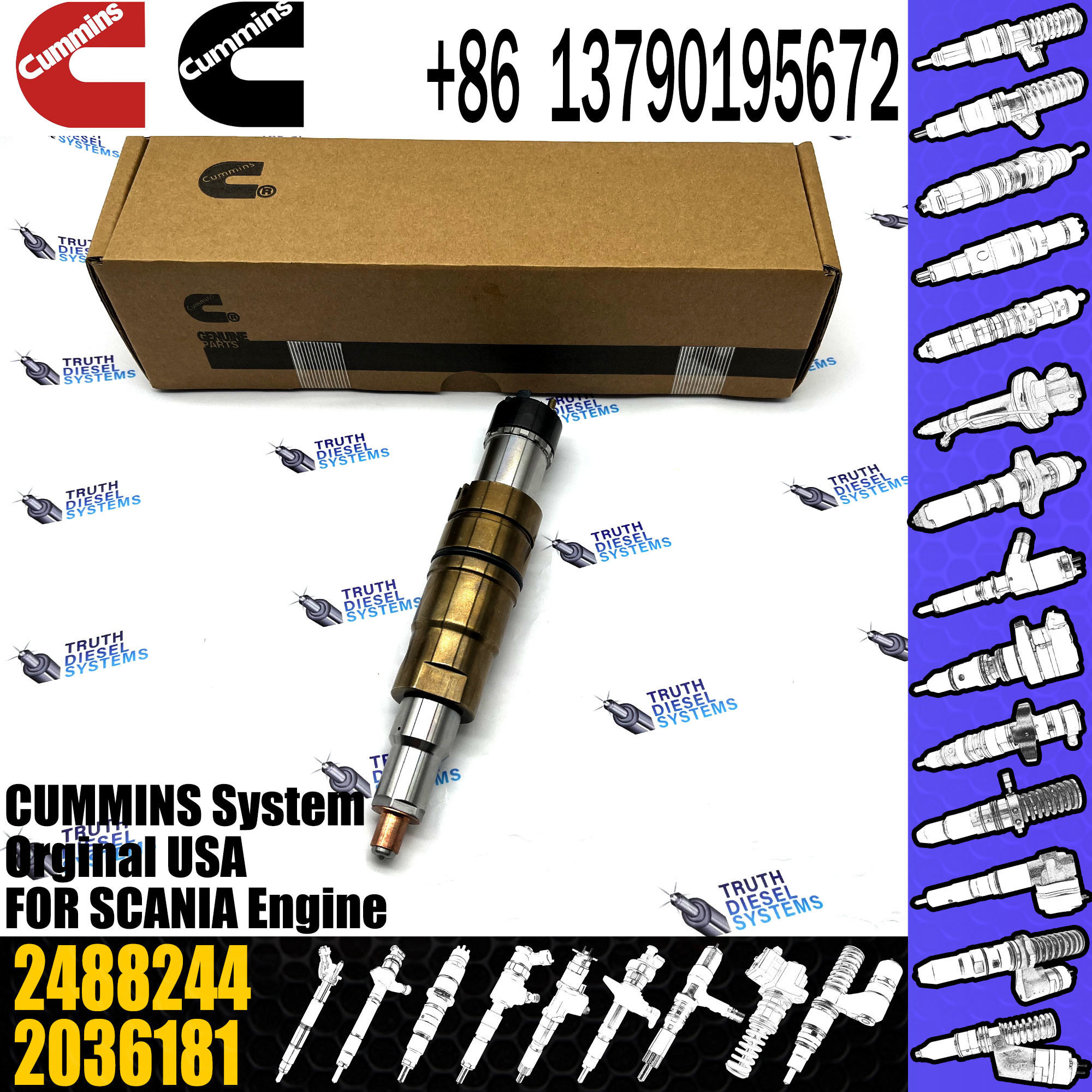 Common rail fuel injector assembly diesel Injector 2872544 2488244 2057401 2029622 for Cummins