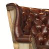 Buy cheap Button Wingback Chair Antique Leather Armchairs With Deconstructed Wheels from wholesalers
