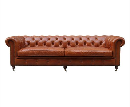 Buy cheap Tan Faux Leather Chesterfield Sofa With Wood Legs from wholesalers