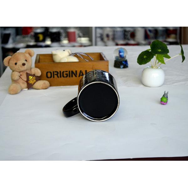 Popular Black Reactive Color Changing Ceramic Mug , Lovely Magic Heat Mug