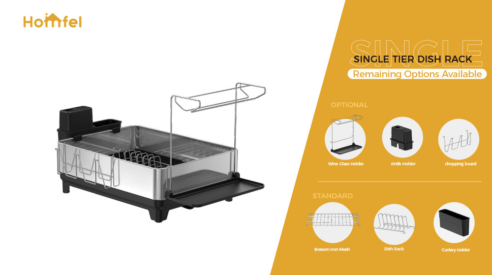 2 Tiers Rectangle Stainless Steel Detachable Dish Rack Premium Kitchen Dish Drainer Board Dish Drying Rack