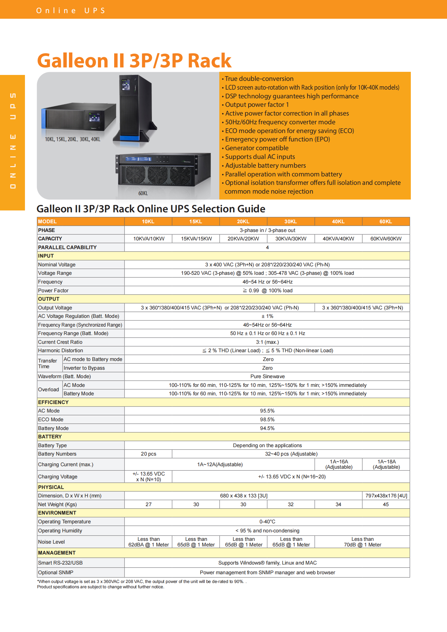Visench Galleon II 3 Phase Rackmount Ups 10KVA 15KVA 20KVA 30KVA 40KVA 60KVA Online UPS