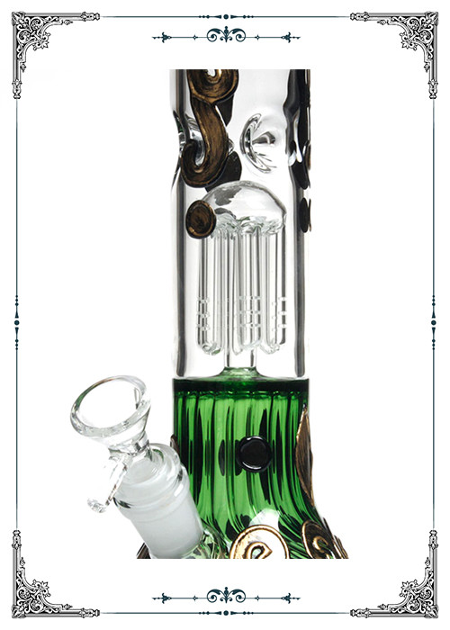 PHOENIX STAR 6 Arms Perc Glass Bongs With Copper Art On Glass