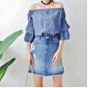 Buy cheap Women Charming Denim Skirts With Pearls ，Blue Jean Skirts For Ladies from wholesalers