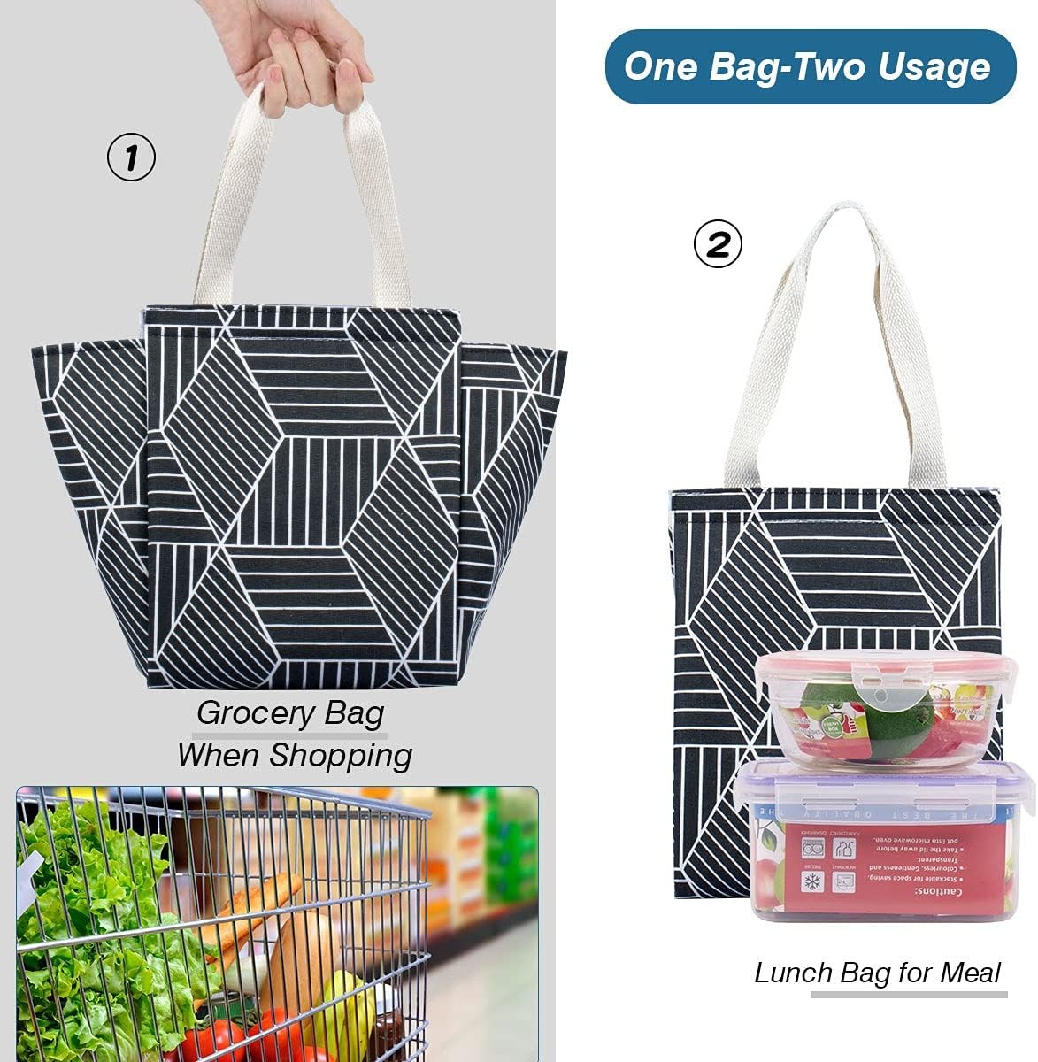 Rhombus Insulated Lunch Bag Water Resistant Thermal Lunch Cooler For Adults Picnic