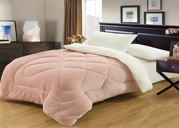 Solid Coral Fleece Quilt Bedding Sets 160x240 220x240 240x260cm No Bleaching