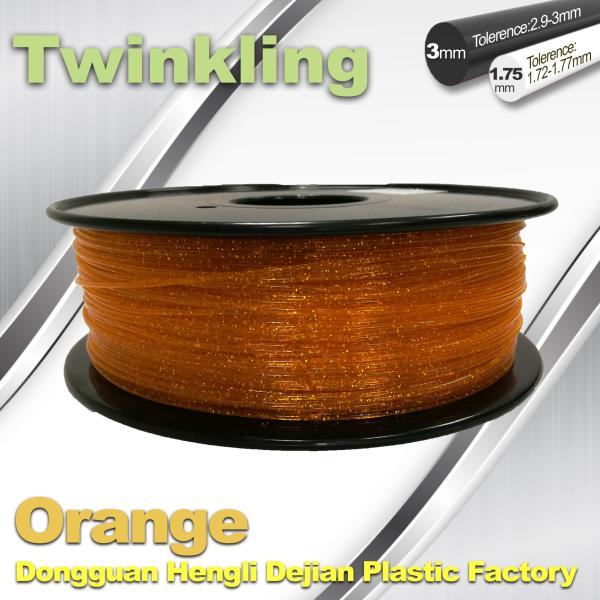 Buy cheap MSDS Twinkling Orange 3D Printer Filament 1.75mm Filament For 3d Printer from wholesalers