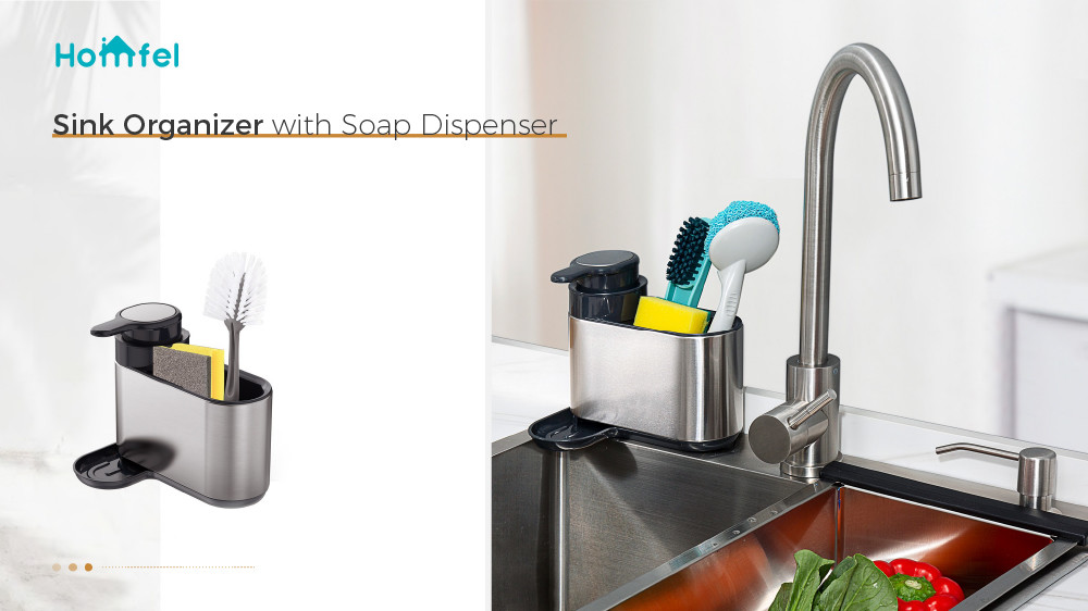 Kitchen Sink Tidy Caddy Sink Organizer With Sponge Holder Stainless Steel