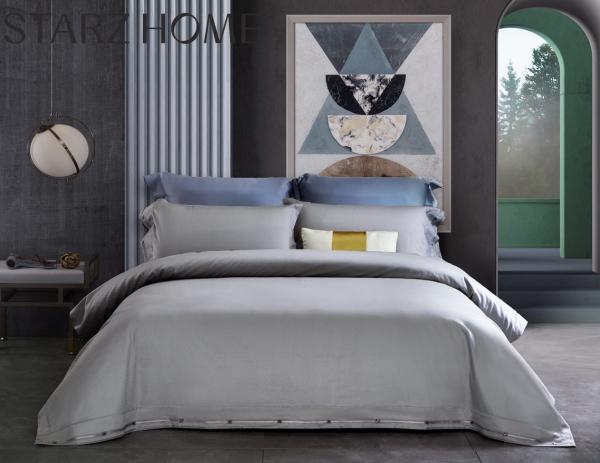 100% Cotton Colored Embroidery Hotel Bedding Set with High Color Fastness Grade