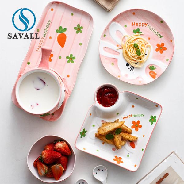 Buy cheap OEM ODM Pink 21pcs Childrens Ceramic Dinner Set Home Hotel Use from wholesalers