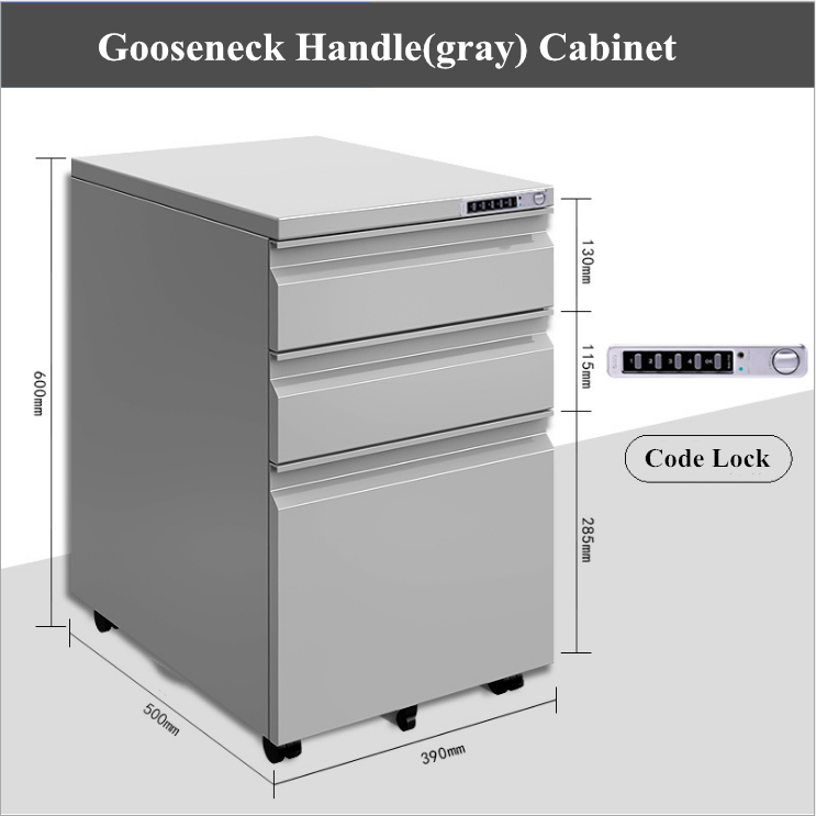 ISO14001 3 Drawers ODM Mobile Office Storage Cabinet