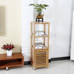 4 Tier Bamboo Bathroom Shelf , Wooden Bath Rack For Exhibition Room / Flower