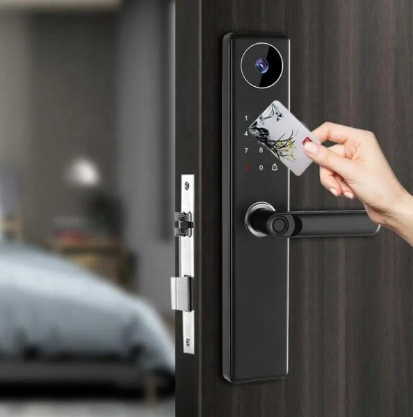 Buy cheap Fingerprint Smart Front Door Locks With Peephole Camera Anti Peep Tuya Remote Control from wholesalers