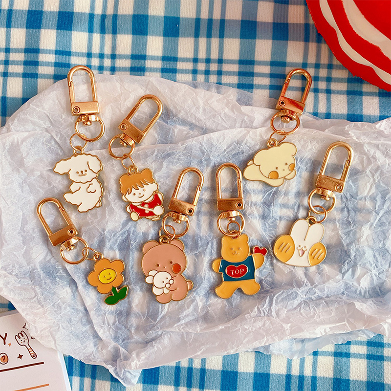 Rabbit Key Chain Ornaments , Die Cutting Crystal Pendant Keychain 16mm Thick
