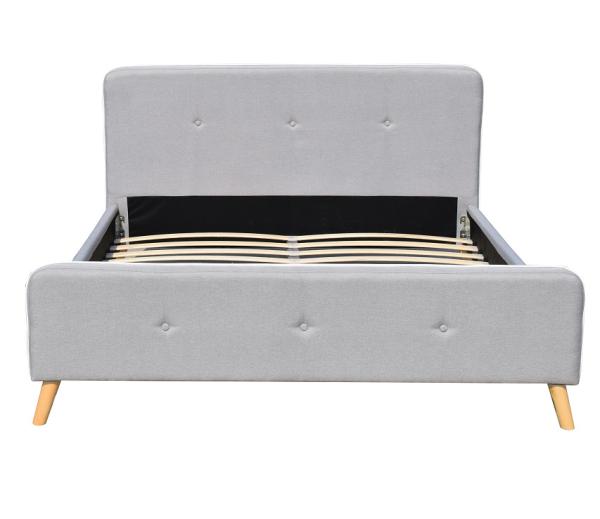 Customized Children Upholstered Bed Button Tufted With Fabric Light Grey Easy