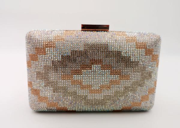 Buy cheap Rainbow Color Champagne Clutch Bag , Crystal & Satin Fabric Box Evening Bags from wholesalers