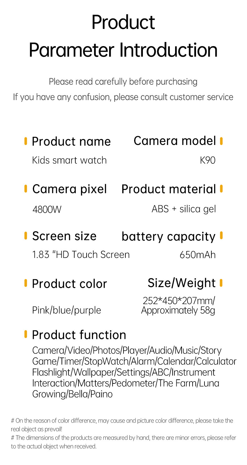 Baby's Personal Early Education Teacher K90 Kid Smartwatch Toy Adorable Cartoon Design