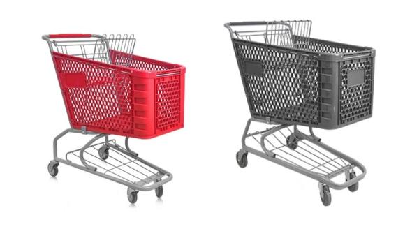 Buy cheap 90-210L plastic shopping trolley with four wheels from wholesalers