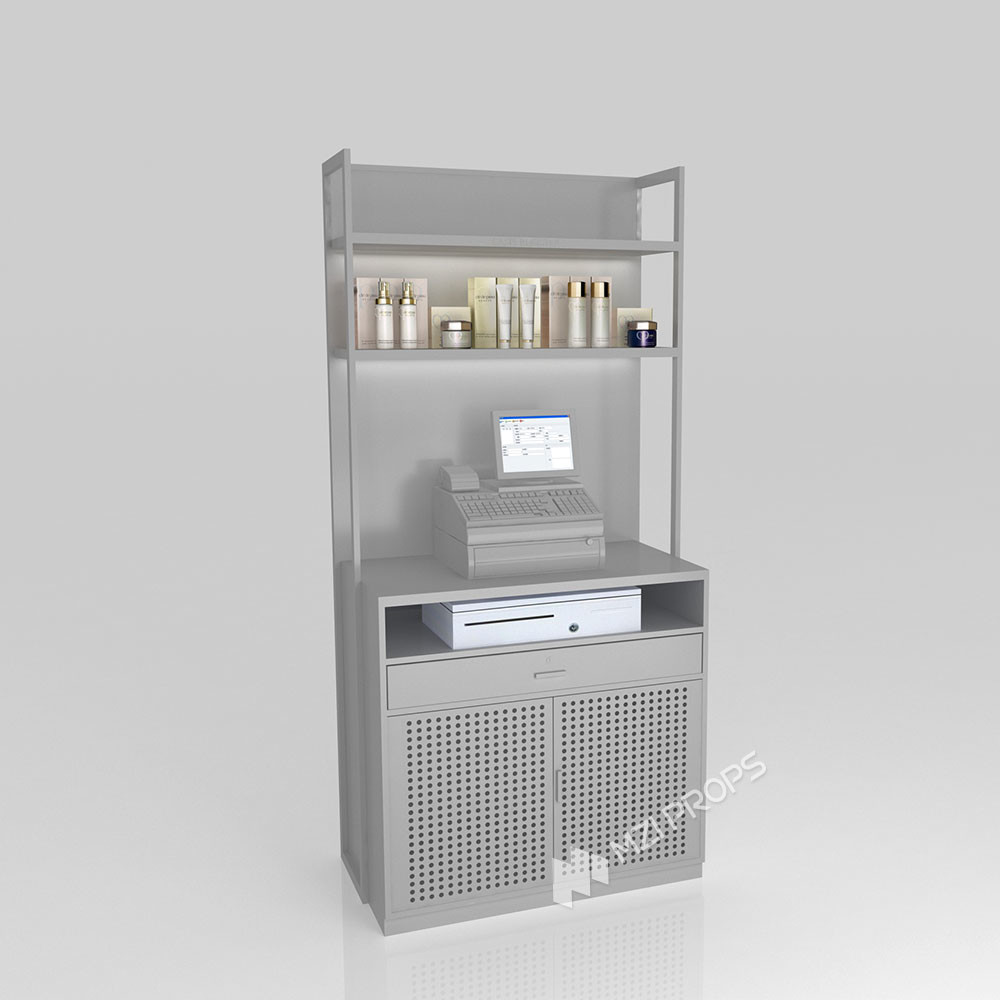 GDR09-Y002-A Retail Display Counter with 40mm Soft Film Light Box and 5mm Gray Glass for Cosmetics Counter