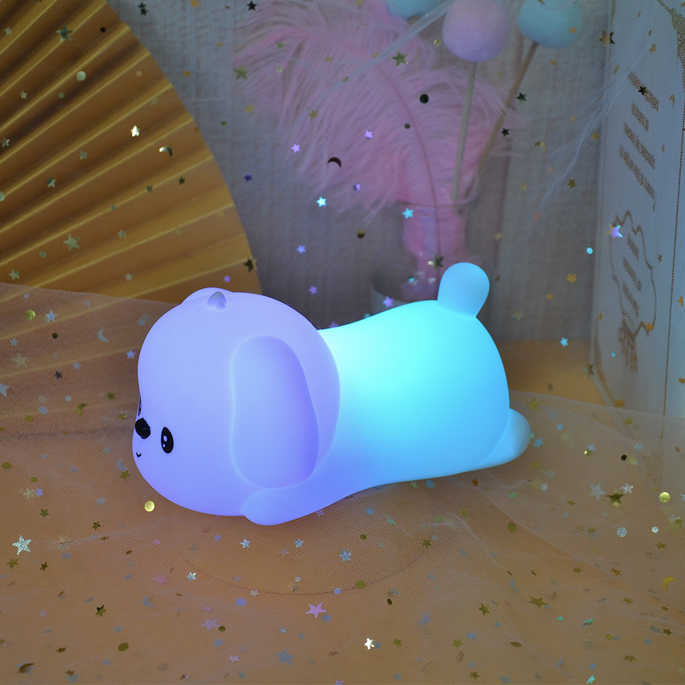 Night Light For Kids Cute Silicone Puppy Night Light With 2 Levels Of Brightness 7 Colors Kawaii Touch Lamp For Bedroom