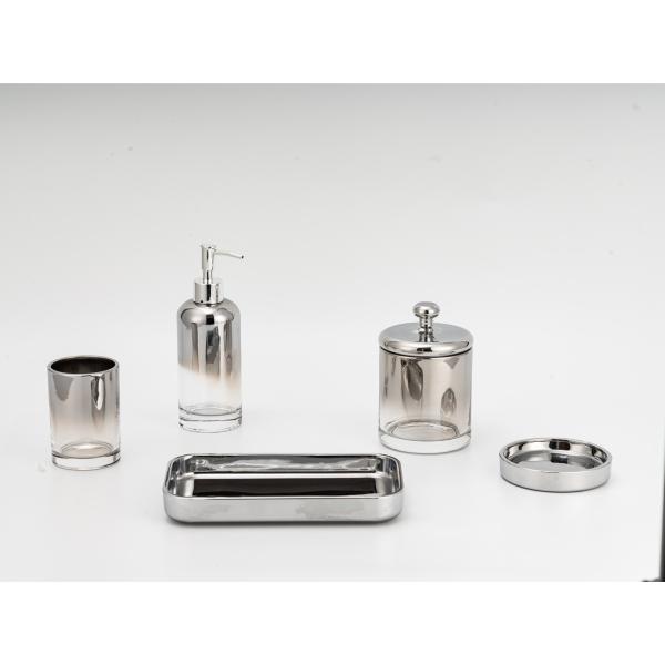 Buy cheap Silver Color Stylish Glass Soap Dispenser Foam Dispenser Toothbrush Holder Bathroom Accessories Set from wholesalers