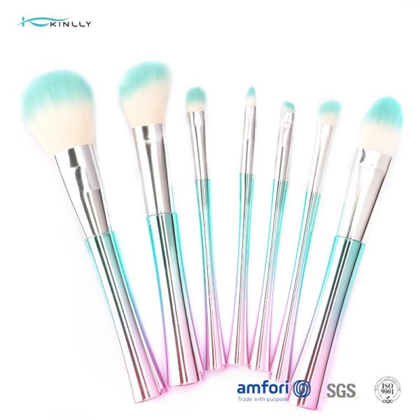 Buy cheap Electroplated Plastic Handle 7pcs Makeup Brush Gift Set from wholesalers