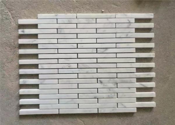 Buy cheap 15x98MM Carrara White Natural Stone Mosaic Tile Long Strips 10 MM Thickness from wholesalers