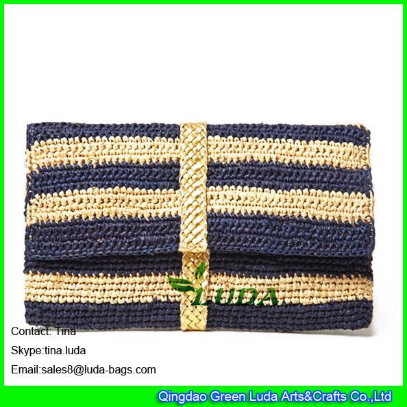 Buy cheap LUDA Metallic Braid Clutch striped raffia handbag women straw clutch bag from wholesalers