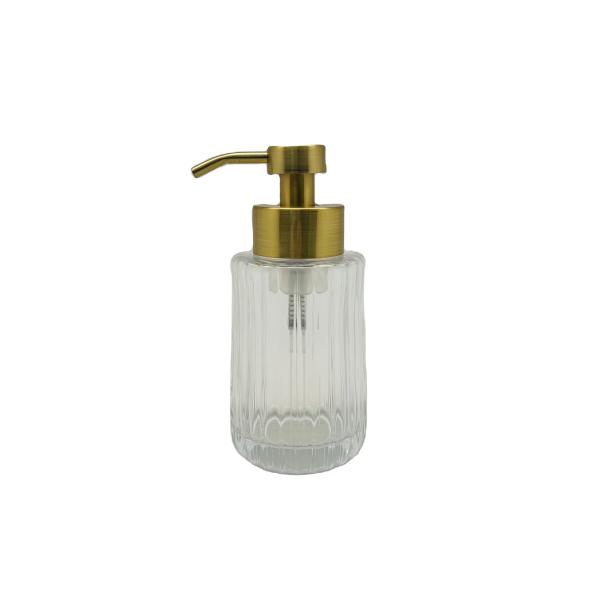 Buy cheap Vertical Stripe Clear Glass Foaming Lotion Pump Foaming Hand Dispenser With Mat Gold Pump Head from wholesalers
