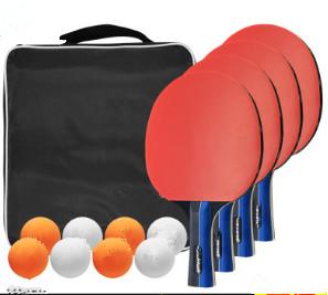 5 Plies Plywood 3 Star Table Tennis Racket Set Black Bag 8 ABS Balls Straight