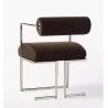Buy cheap Stainless Steel Upholstered Dining Armchair Brown Metal Frame Dining Chairs from wholesalers