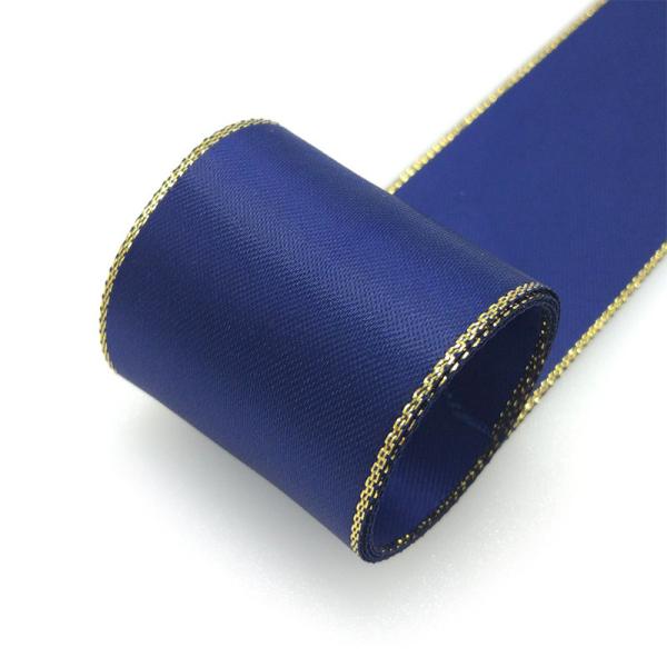 Buy cheap 35 color gold onion edge ribbon 28801 Yao Ming polyester satin gold edge ribbon flower packaging tape from wholesalers