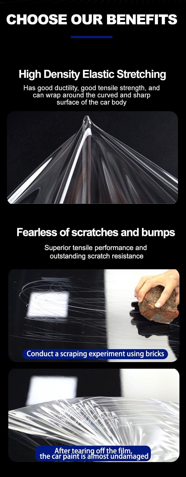 10 Mil Clear TPU Car PPF Heat Repair Installation Friendly Vehicle Paint Protection Film