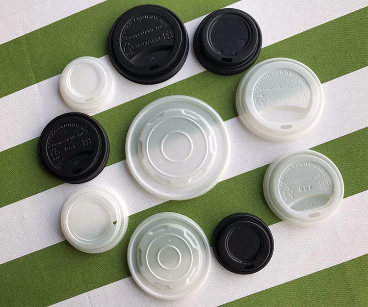 Durable Bpa Free CPLA Lid ф62mm Strawless Biodegradable White Black