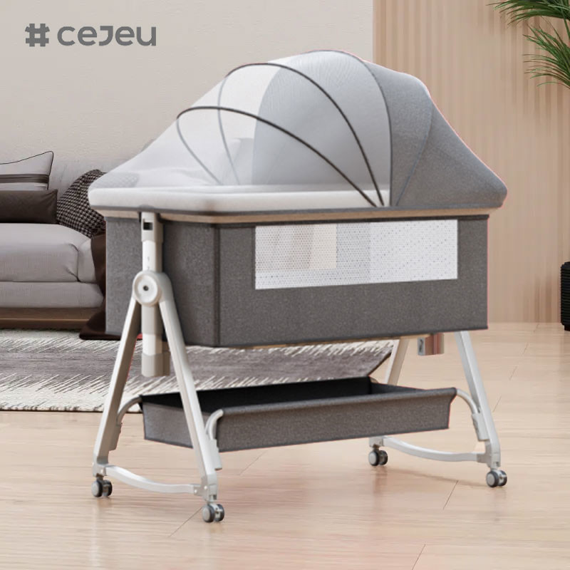 Detachable baby bassinet bedside crib with mosquito net and mattress, Crib Adjustable height, newborn baby must have bed