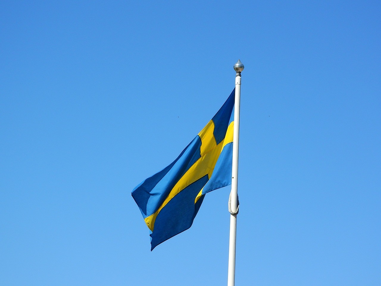 100% Polyester Dark Blue Swedish Flag With Plastic Hook Sweden Flag