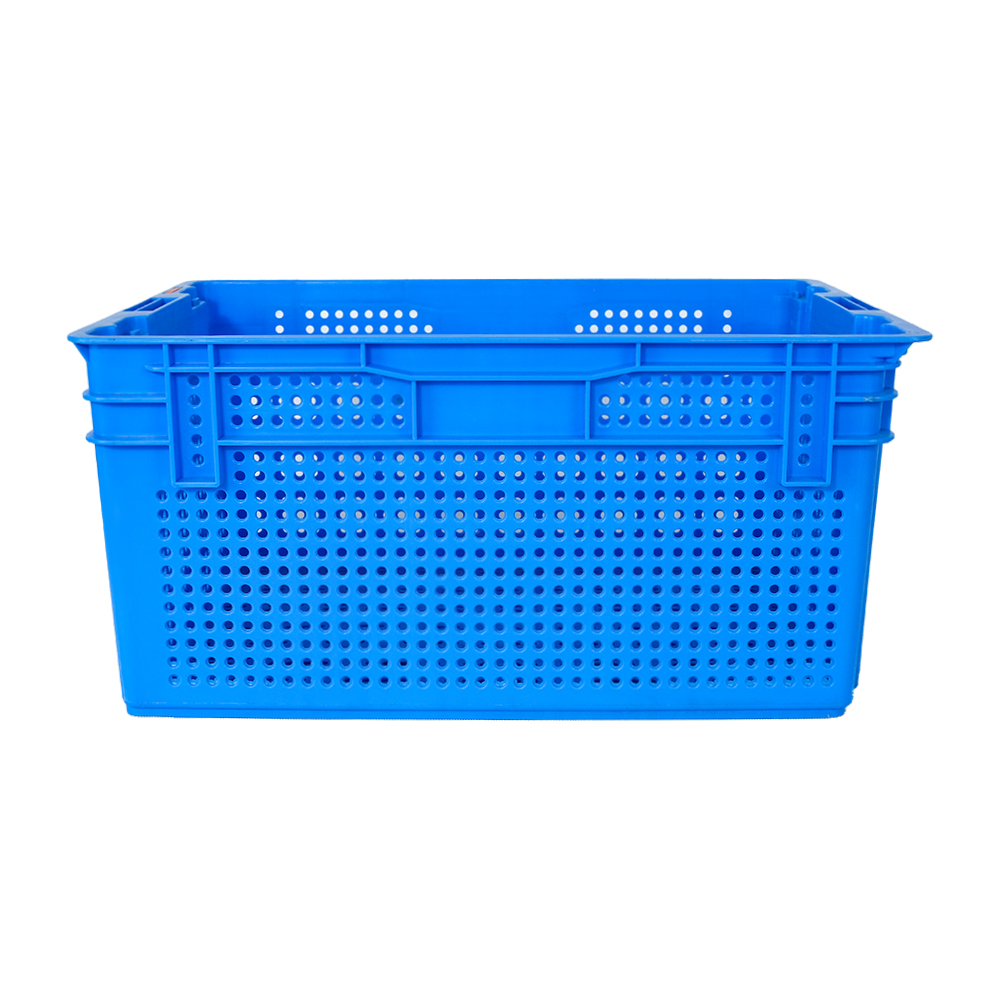 Customized Logo Fresh Product Moving Plastic Crate for Harvest Nesting Mesh Basket