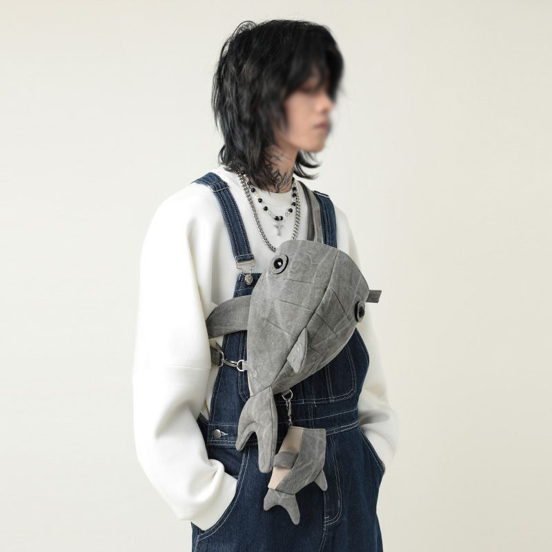 Customized Logo Cute Messenger Bag Funny Canvas Whale Bag All Seasons