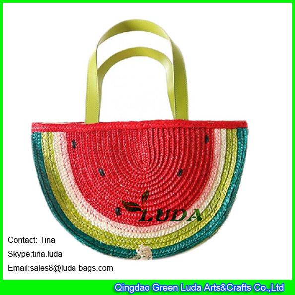 Buy cheap LUDA summer straw tote for girls cute wheat straw watermelon handbags from wholesalers