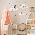 Wavy Floating Wooden Shelves Cute Cloud Shelves Daisy Flower Plant Wall Shelf