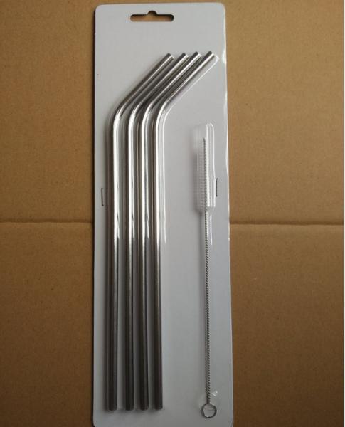 Stainless Steel Straws Set Of 4, Free Cleaning Brush Included Metal drinking