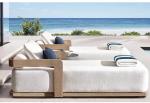 Solid Teak Wood Garden Sofa Set Outdoor Lounge Bed With High Rebound Sponge
