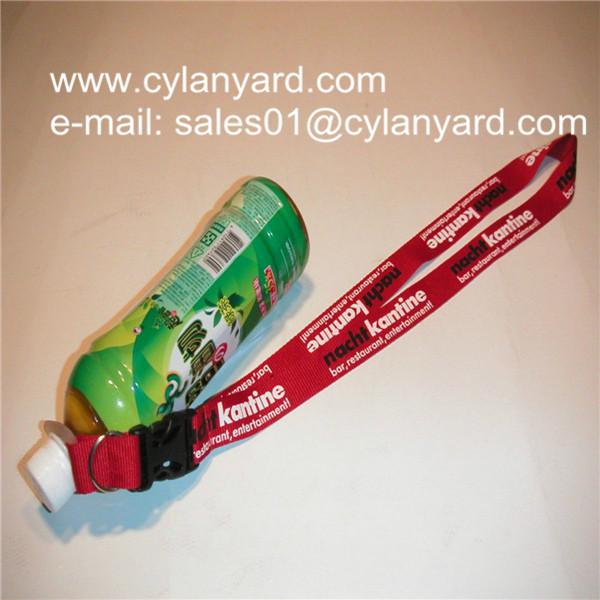 Quality Water bottle holder neck ribbons, polyester ribbon with bottle holder loop for sale